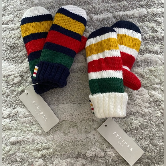 HBC STRIPES Mittens x2 - Picture 1 of 5